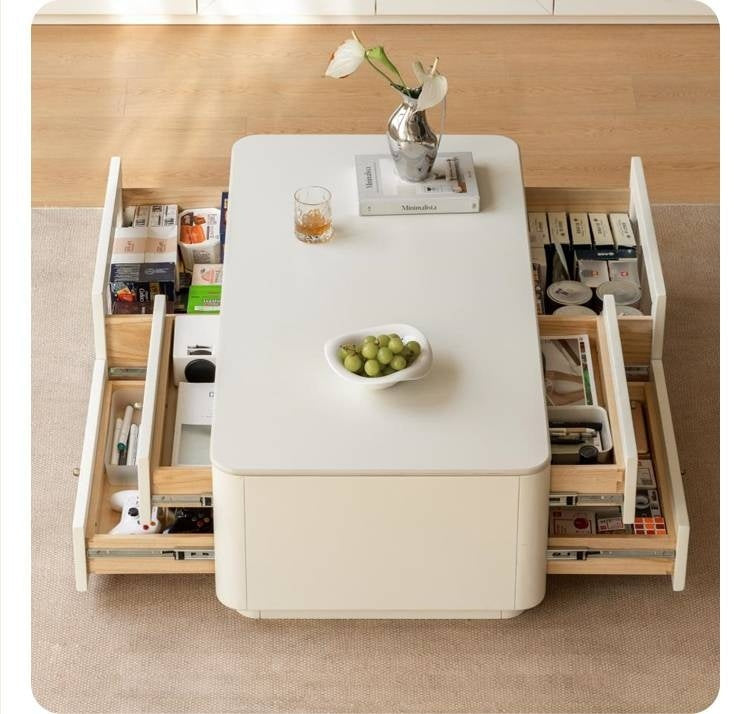 Solid Rubberwood Rock Board Coffee Table