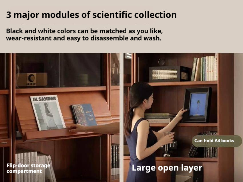 Poplar Solid Wood Combination Bookshelf Antique Style