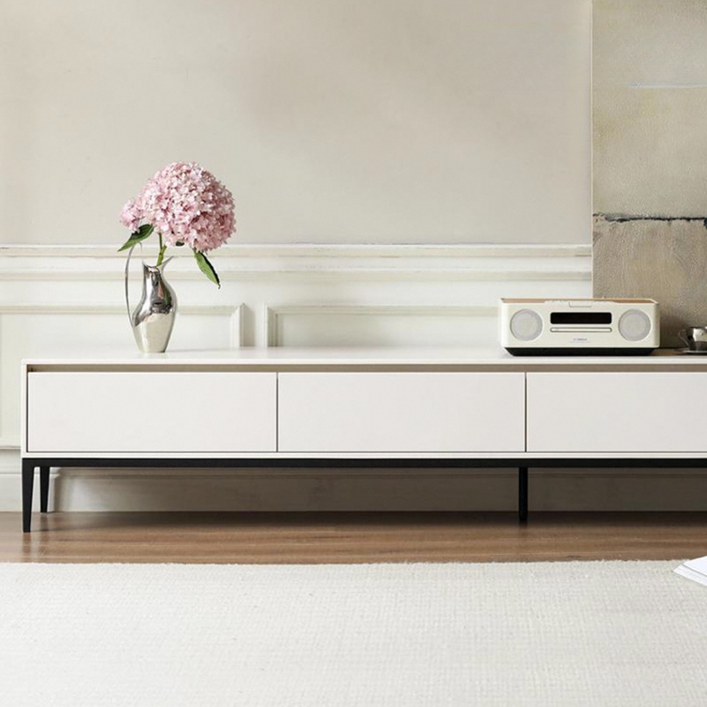 Poplar Solid Wood Cream Style TV Cabinet