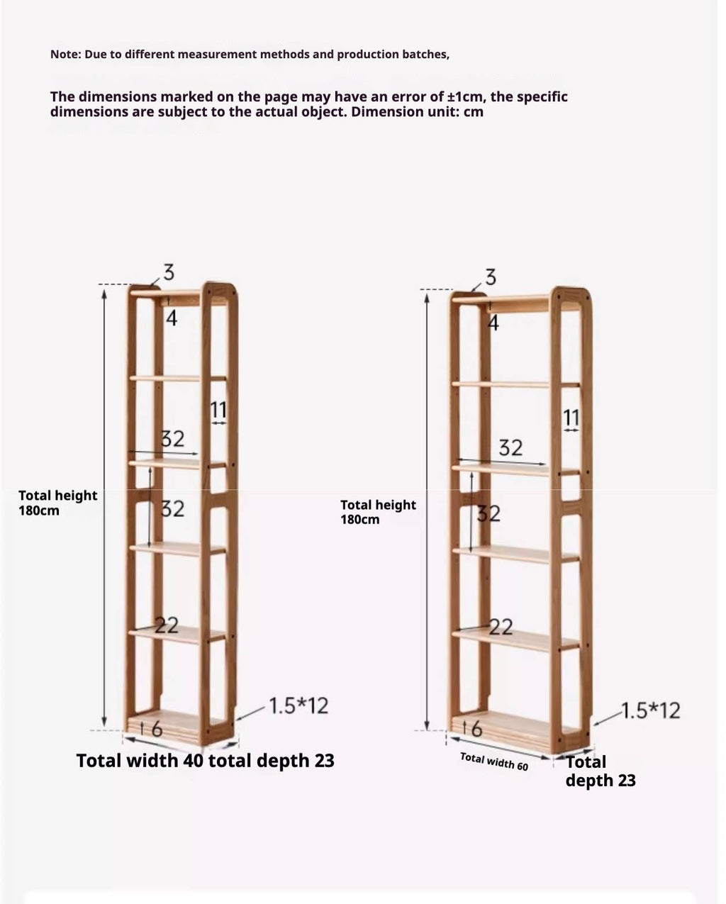 Rubberwood, Oak Solid Wood Modern Style Bookshelf