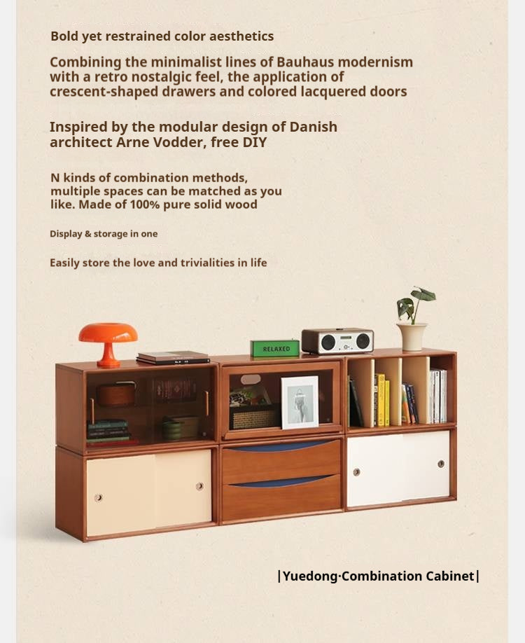 Poplar Solid Wood TV Cabinet Antique Style Module Combination.