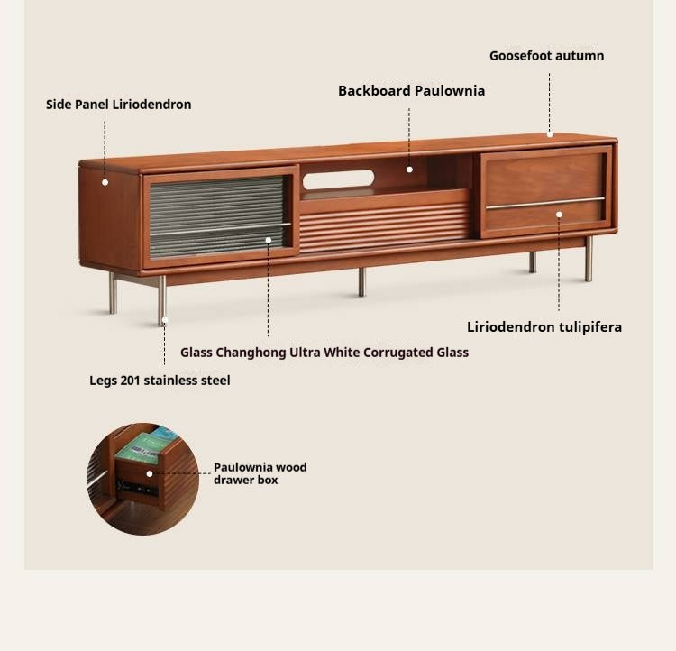 Poplar Solid Wood Bauhaus Style TV Cabinet