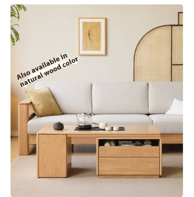 Oak, Black Walnut Solid Wood Telescopic Tea Table