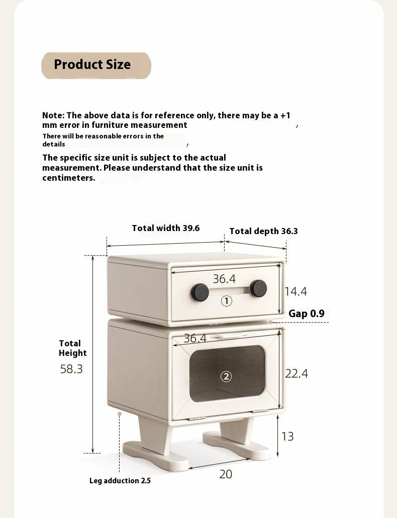 Solid Rubberwood Cream Style Nightstand
