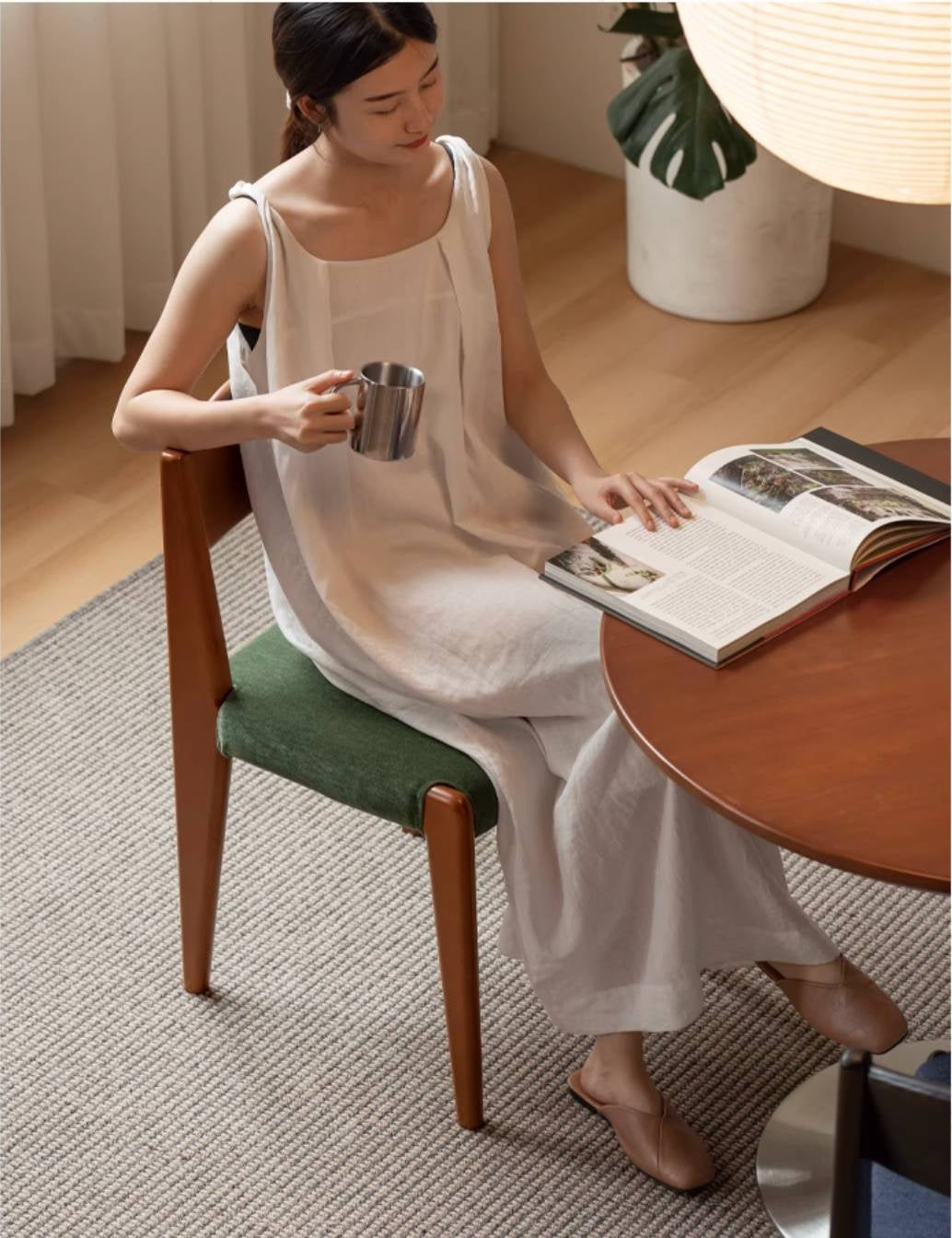 Set 4 pcs Beech Solid Wood Retro Style Dining Chair