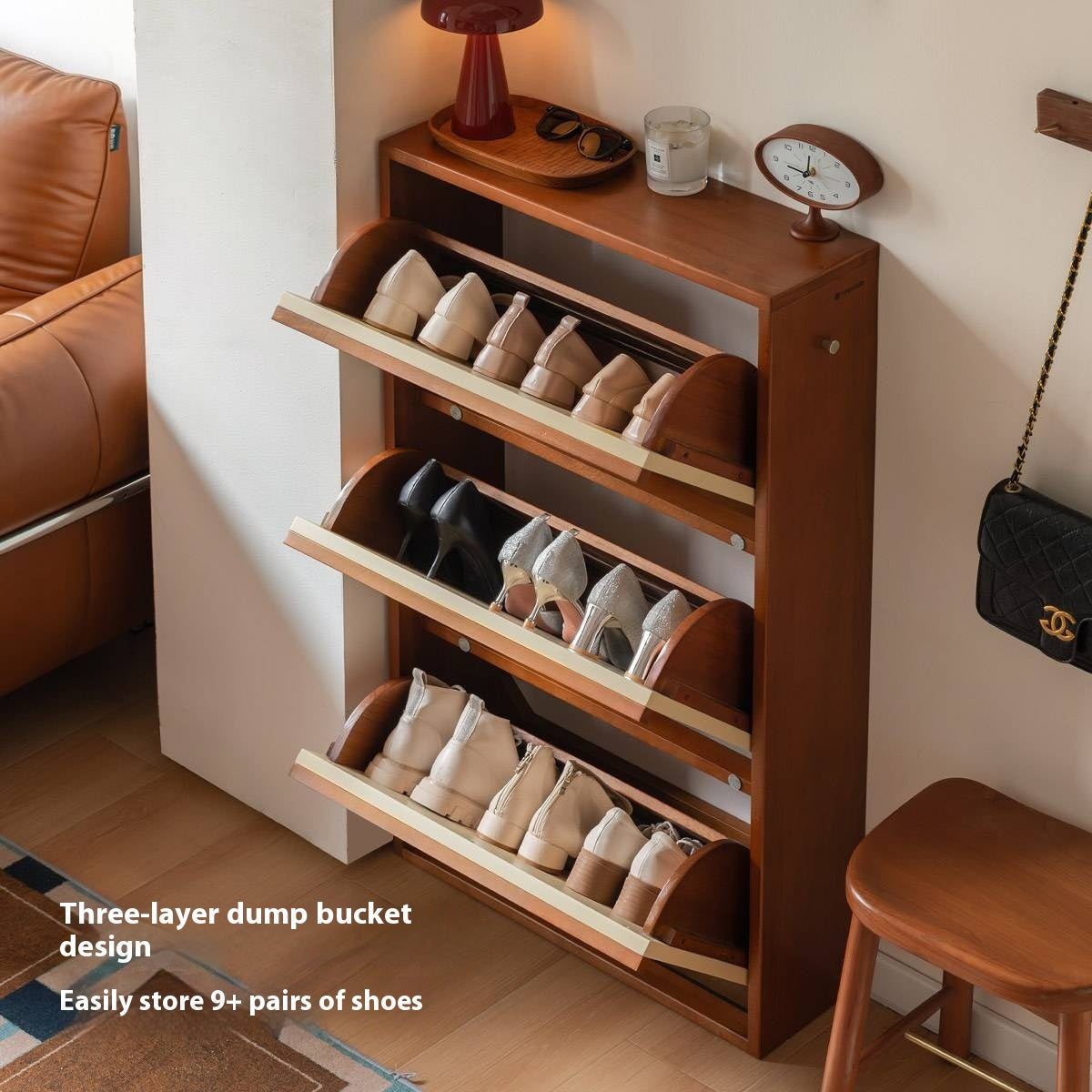 Poplar Solid Wood Middle Ages Style Shoe Cabinet