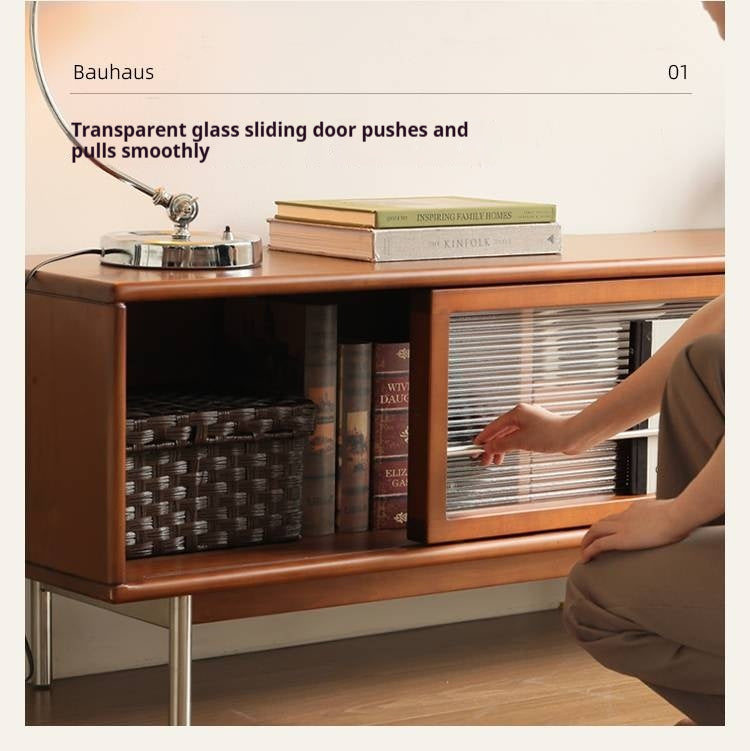 Poplar Solid Wood Bauhaus Style TV Cabinet