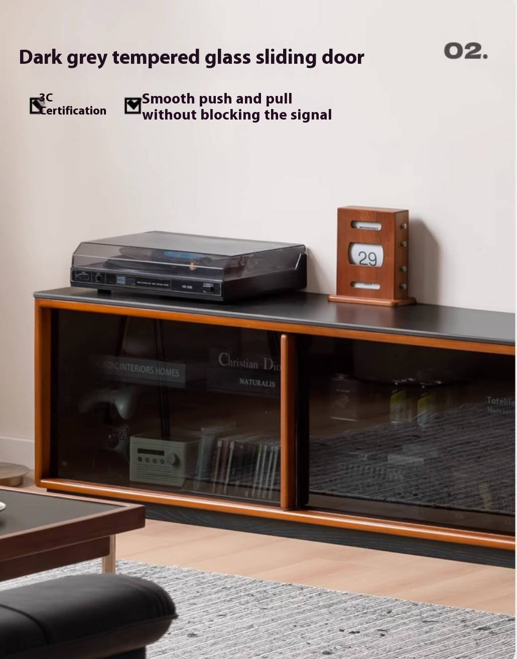 Poplar Solid Wood Medieval Style TV Stand