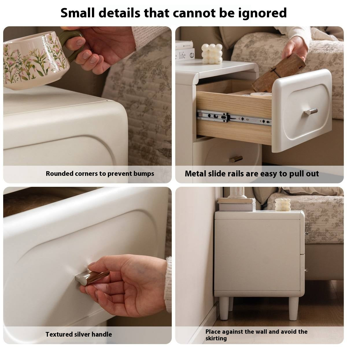 Poplar Solid Wood French Cream Style Nightstand