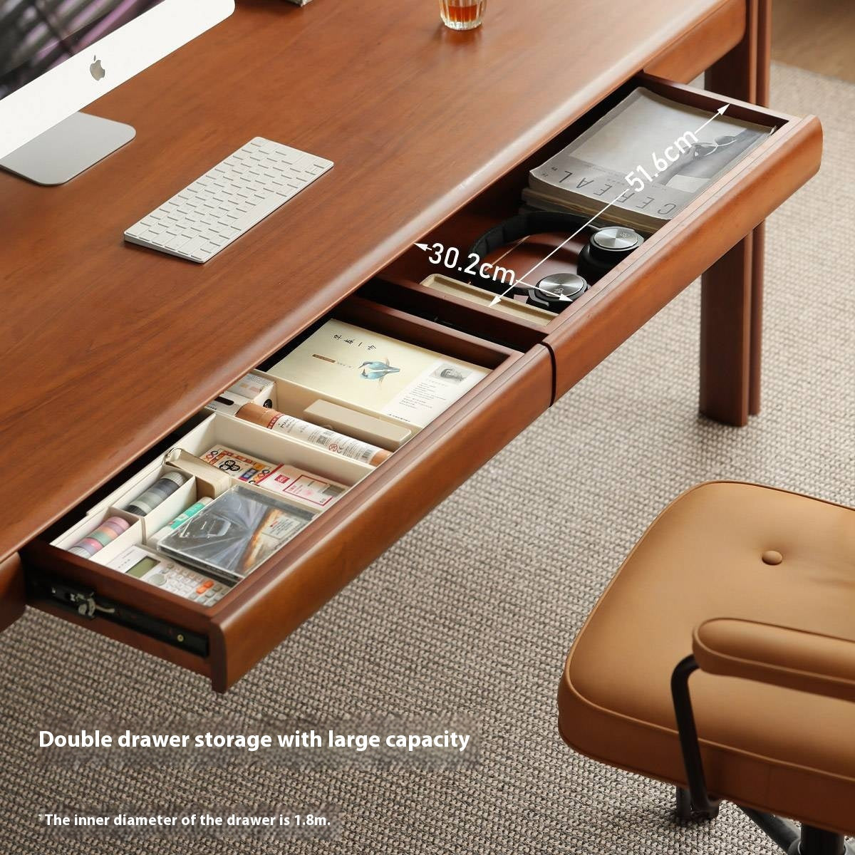 Poplar Solid Wood Antique Style Rectangular with Pull-out Workbench Office Desk