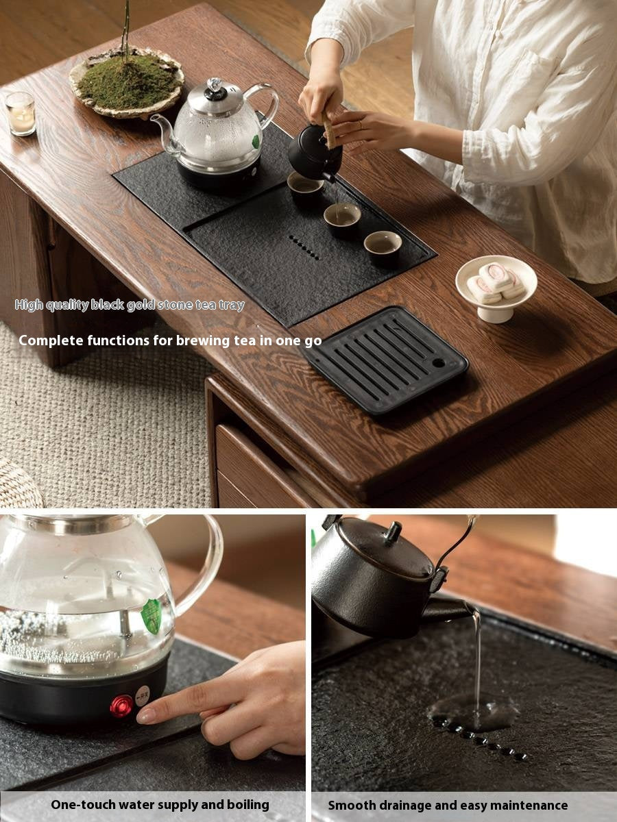 Oak, Black Walnut Solid Wood Telescopic Tea Table