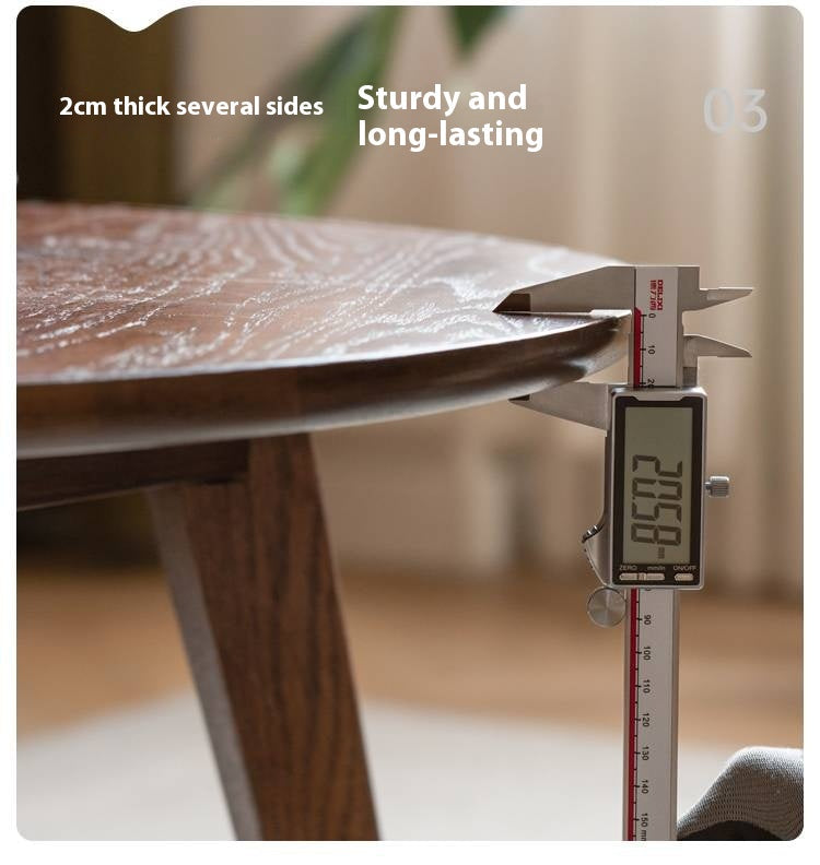 Oak, Solid Rubberwood Round Coffee Table Combination