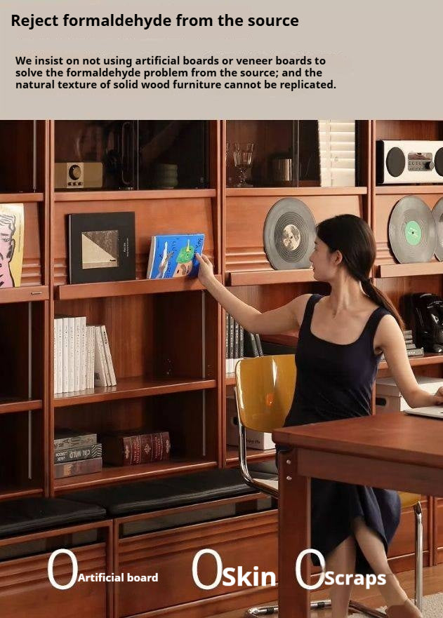 Poplar Solid Wood Combination Bookshelf Antique Style