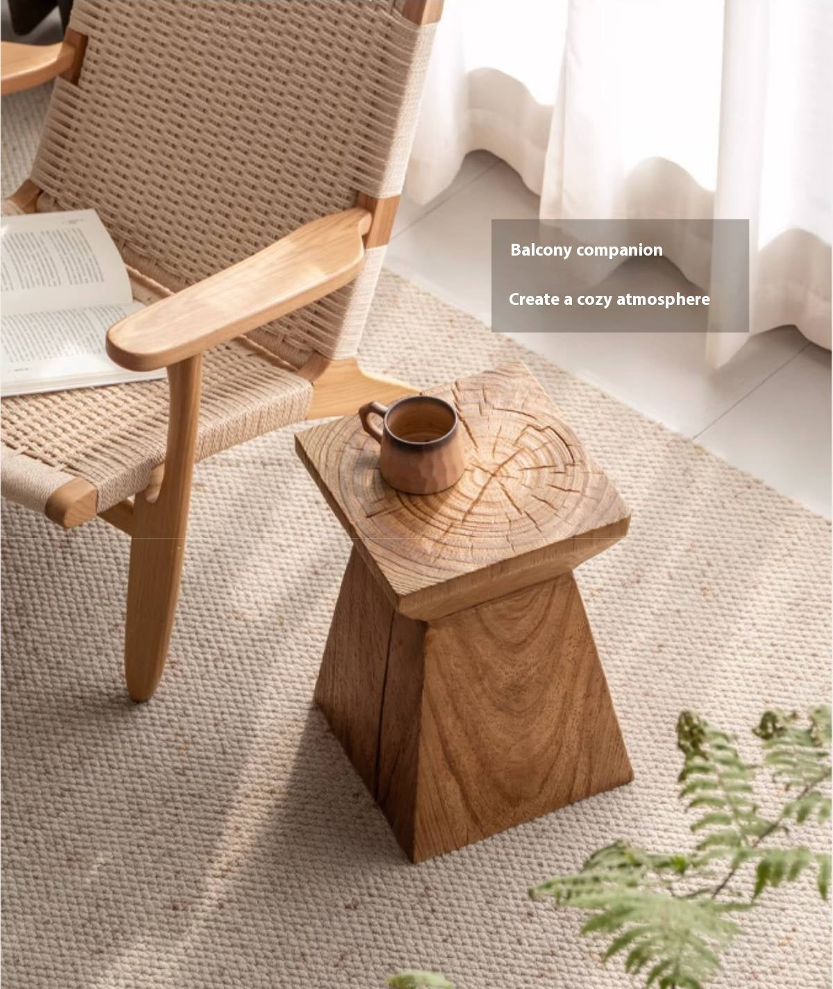 Pine Solid Wabi Sabi Style Side Table