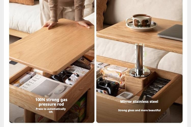 Oak, Ash, Cherry, Black Walnut Solid Wood Rotating Side Table