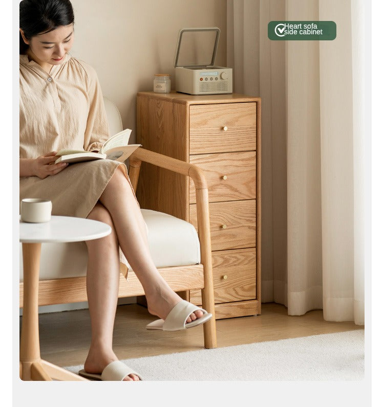 Oak Solid Wood Side Cabinet, Multi-Functional Storage-USA