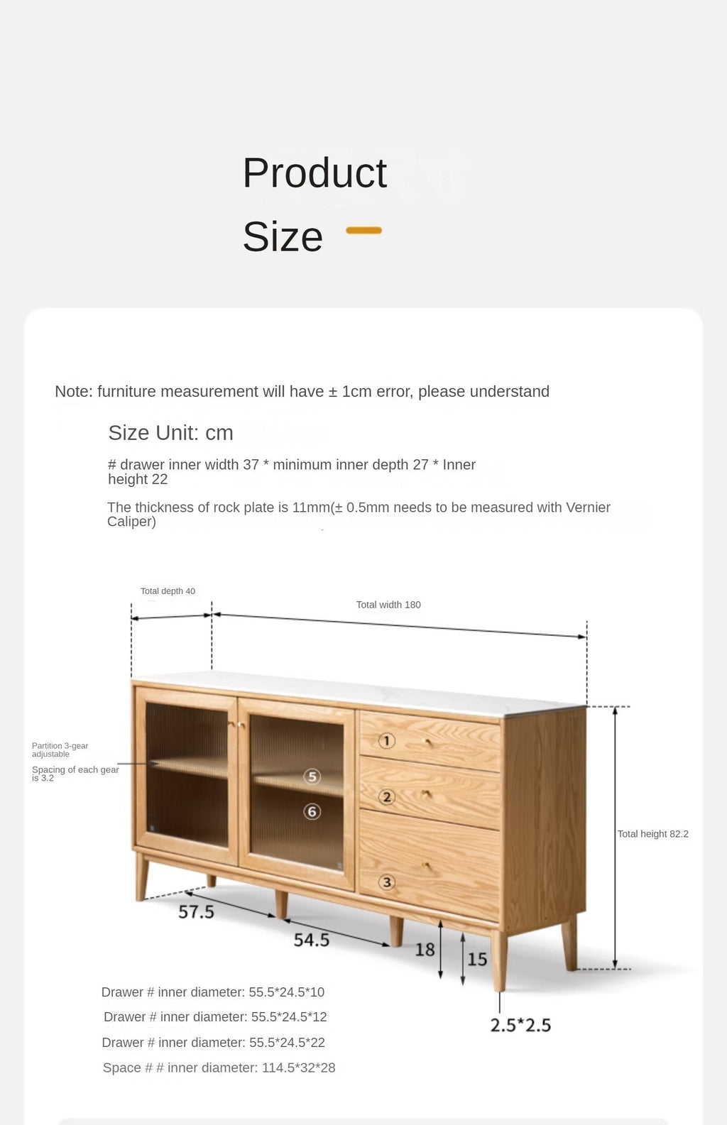 Oak Solid Wood Rock Board Modern Sideboard