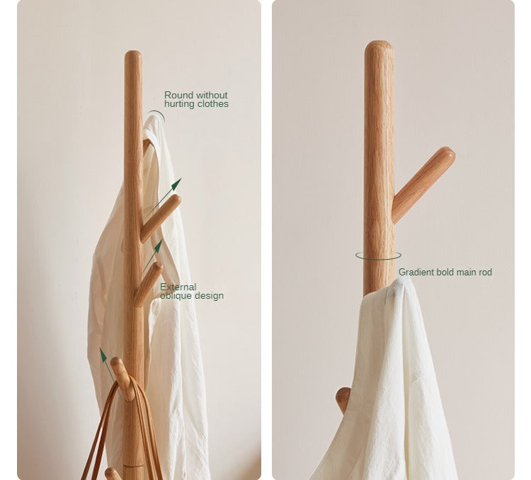 Oak Solid Wood Shoe Stool With Hanger Cabinet