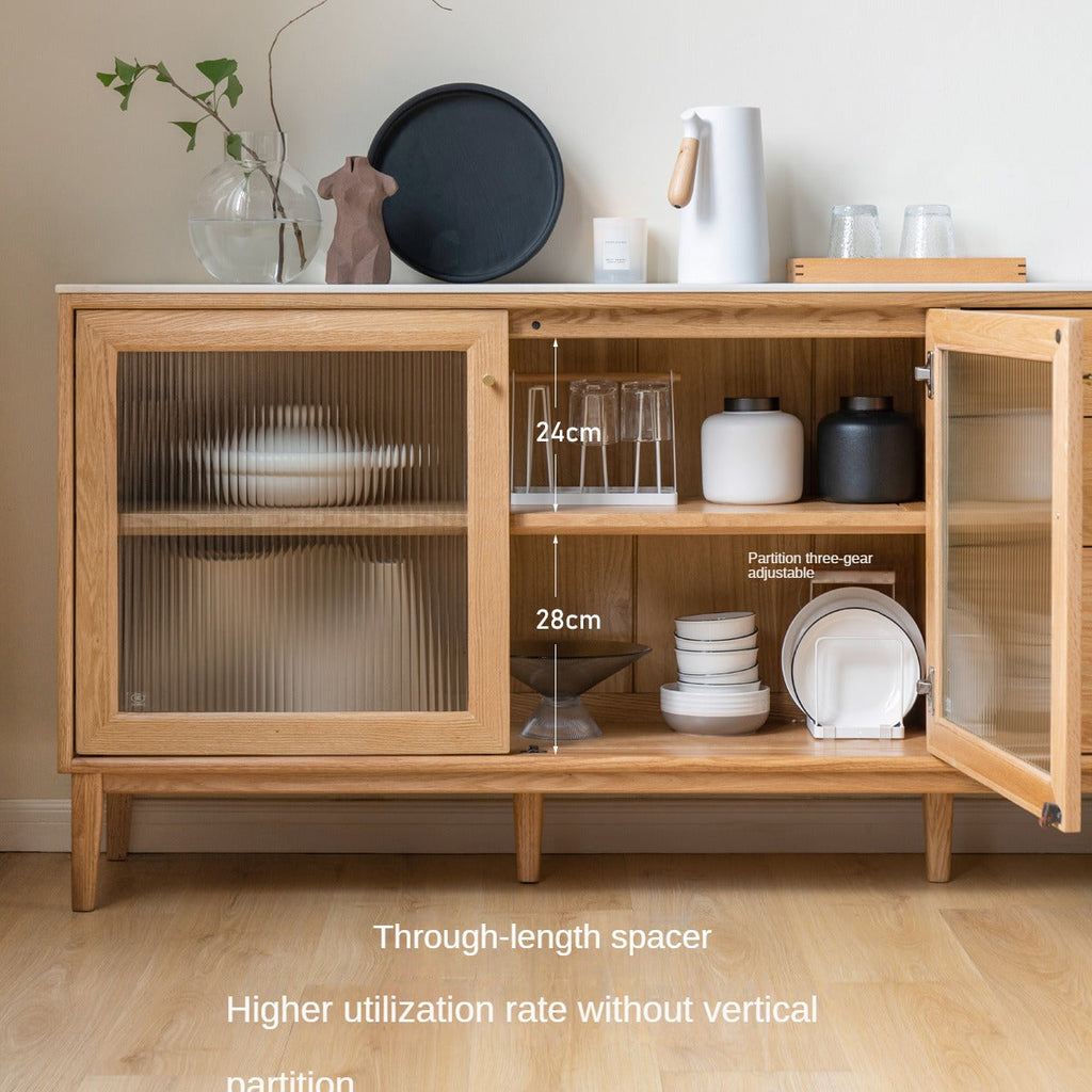 Oak Solid Wood Rock Board Modern Sideboard