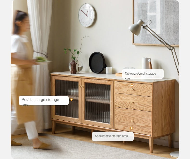 Oak Solid Wood Rock Board Modern Sideboard