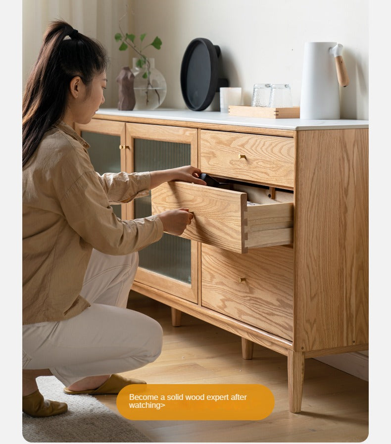 Oak Solid Wood Rock Board Modern Sideboard