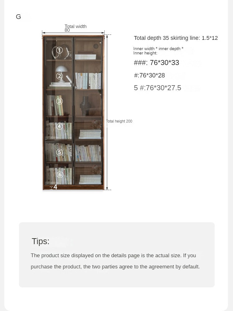 Black Walnut, Golden Sandalwood Solid Wood Bookshelf