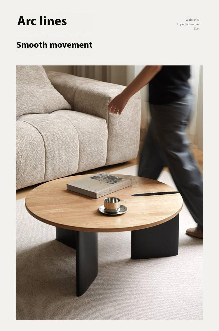 Poplar Solid Wood Wabi-Sabi Style Creative Round Coffee Table