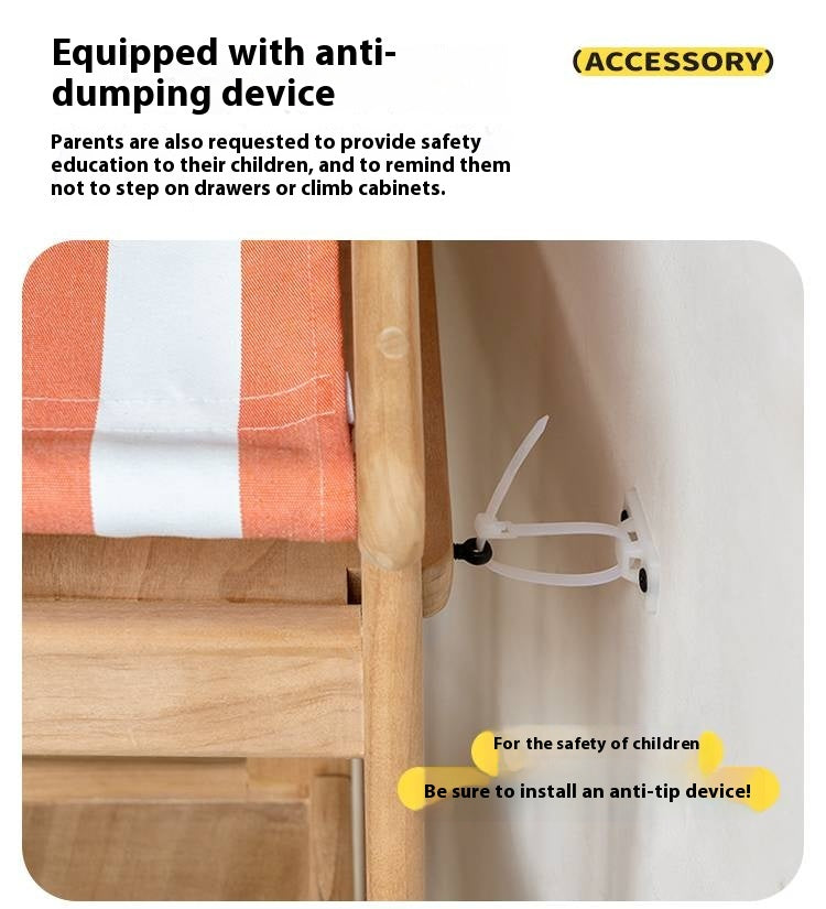 Poplar Solid Wood Children's Toy Storage Cabinet and Wardrobe With Hangers