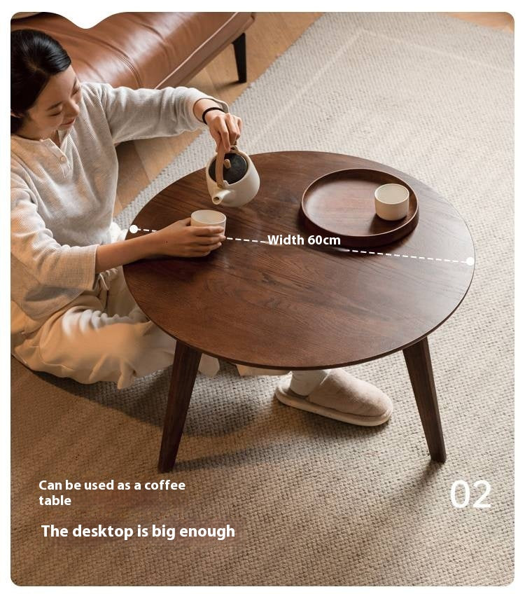 Oak, Solid Rubberwood Round Coffee Table Combination