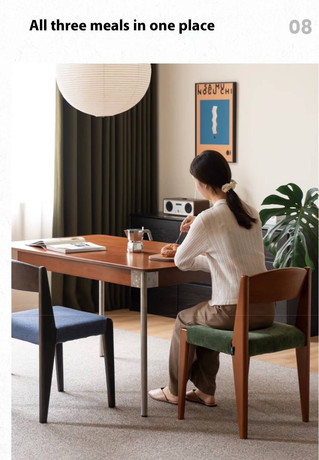 Set 4 pcs Beech Solid Wood Retro Style Dining Chair