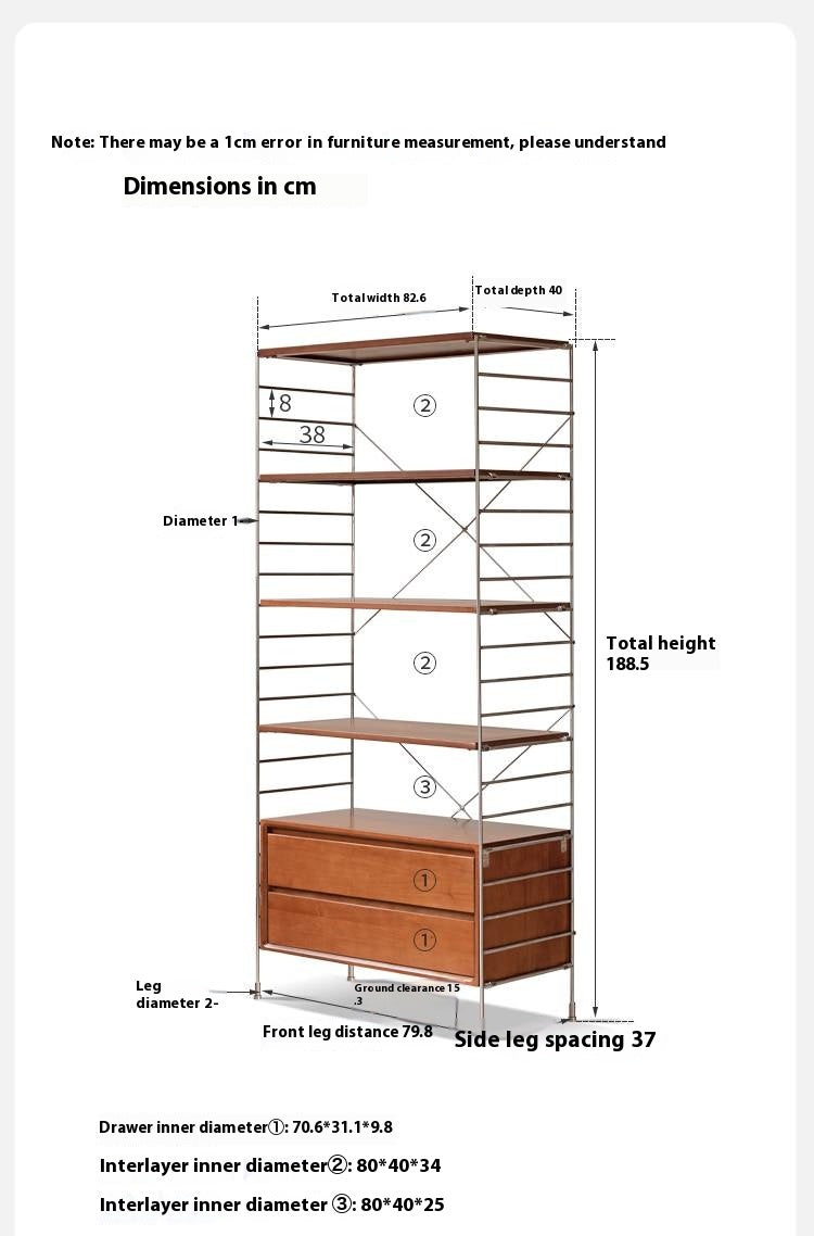 Poplar Solid Wood Retro Shelf Bookshelf