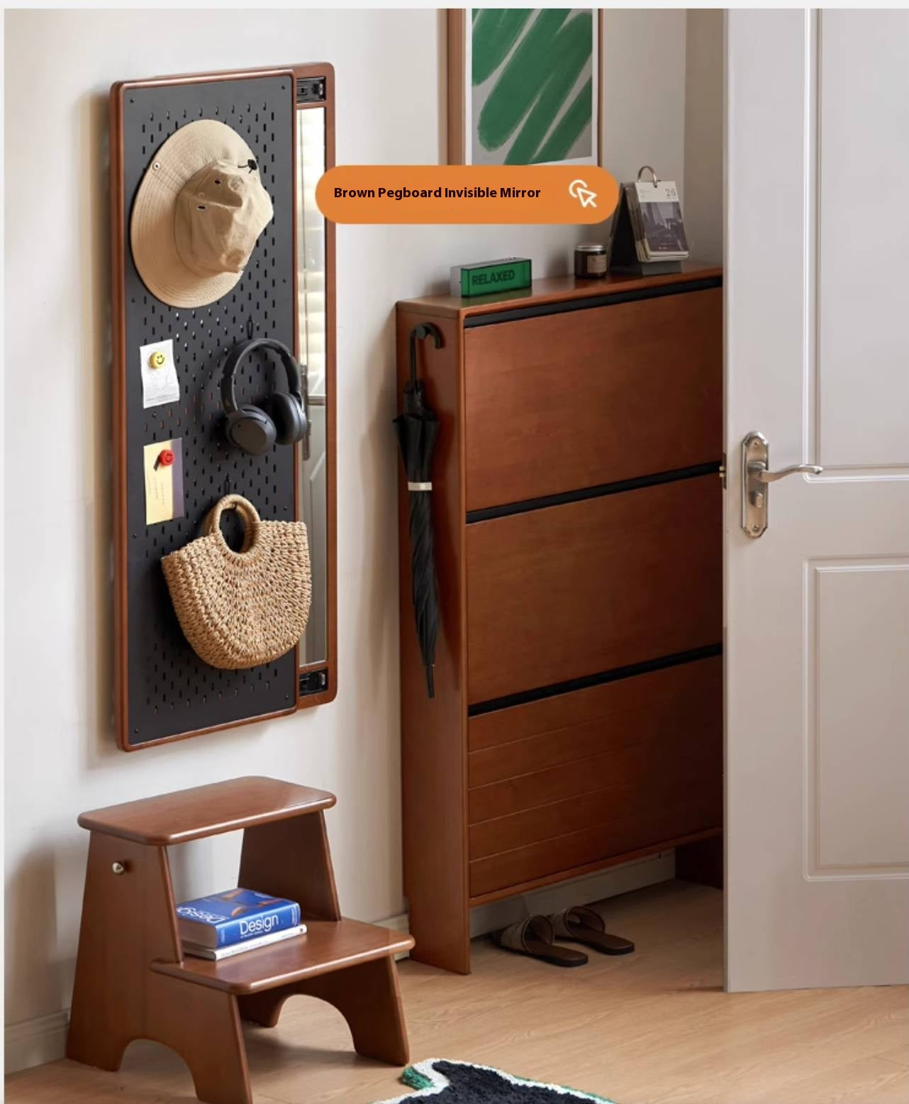 Poplar Solid Wood Middle-Age Ultra-Thin Shoe Cabinet