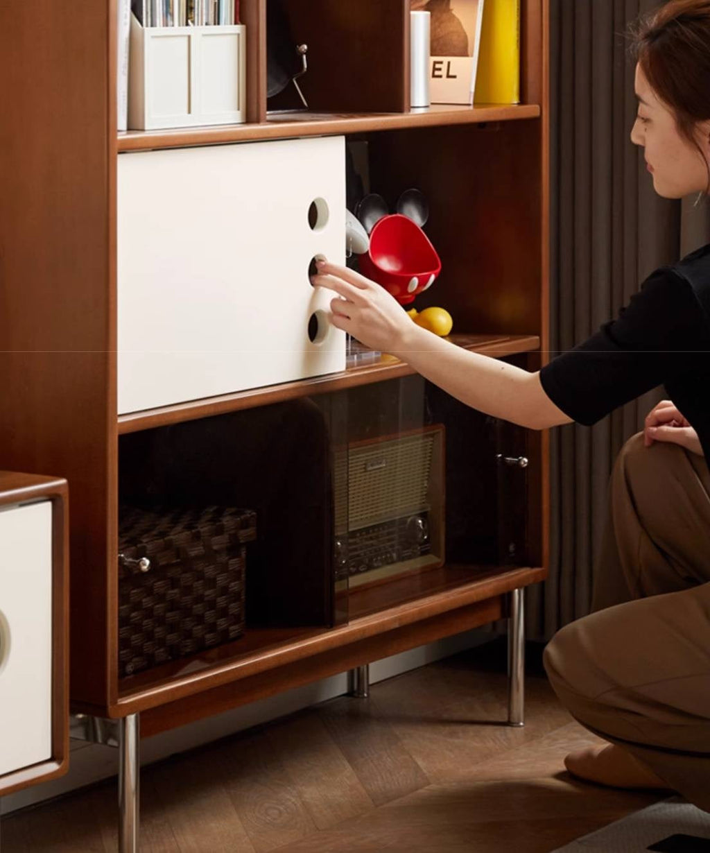 Rubberwood, Oak Solid Wood Modern Style Bookshelf