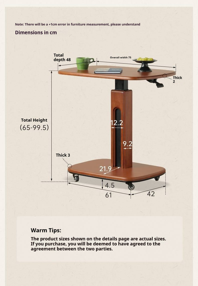 Poplar Solid Wood Lifting Medieval Style Side Table
