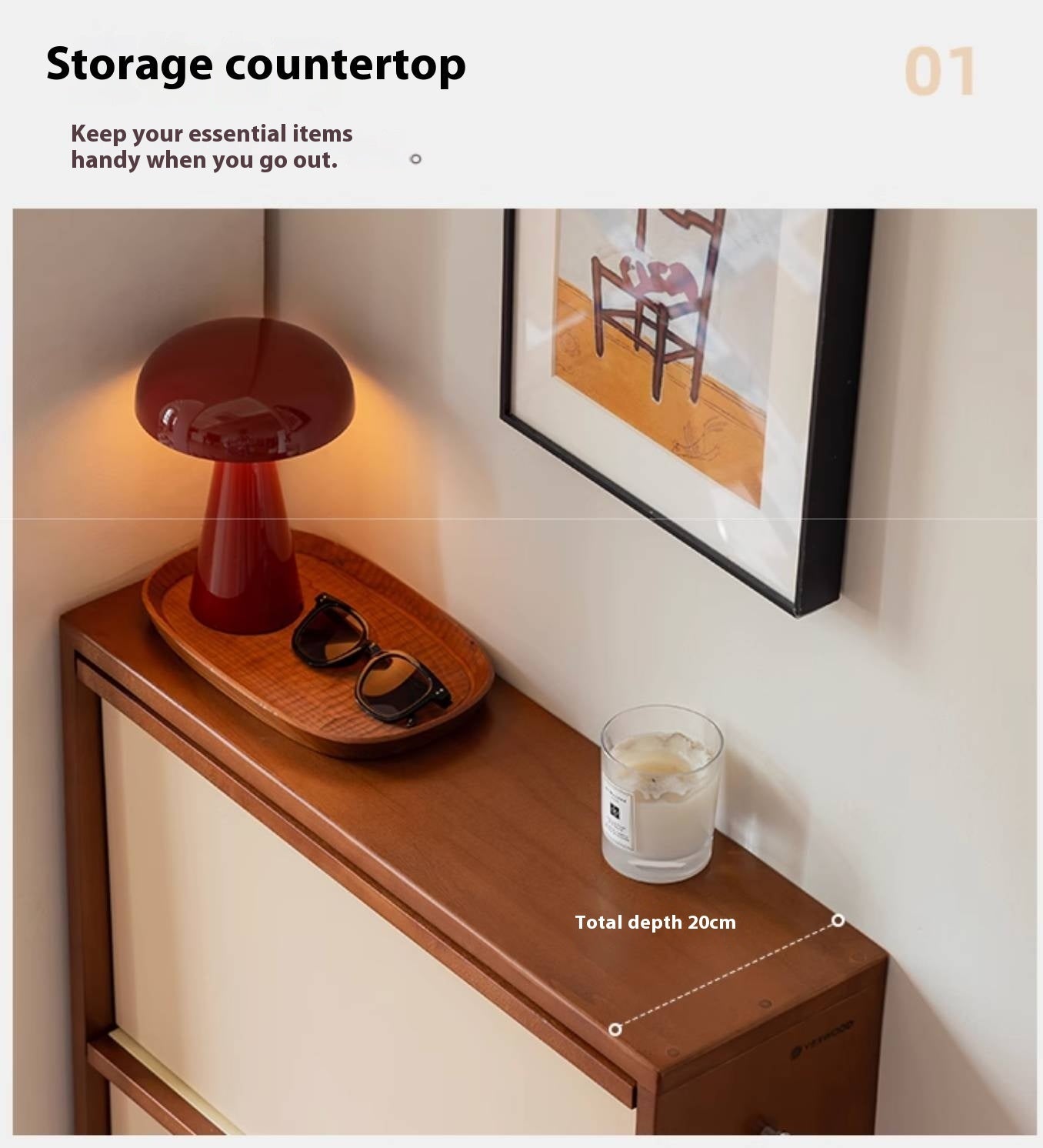 Poplar Solid Wood Middle Ages Style Shoe Cabinet