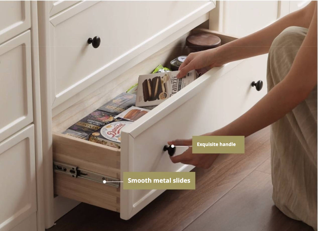 Rubberwood Solid Wood French Style Side Cabinet