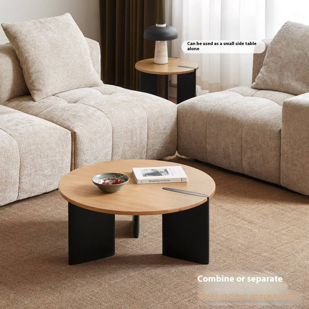 Poplar Solid Wood Wabi-Sabi Style Creative Round Coffee Table