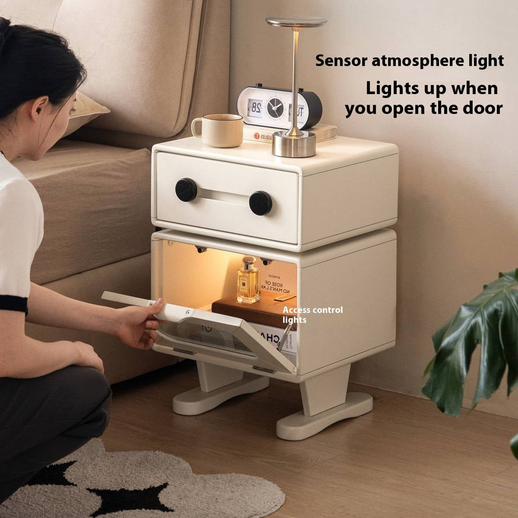 Solid Rubberwood Cream Style Nightstand