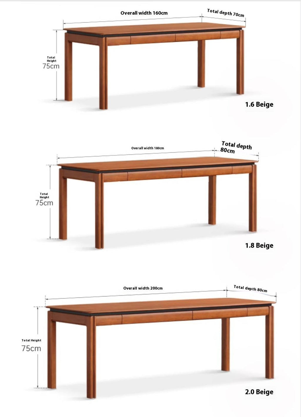 Poplar Solid Wood Antique Style Office Desk