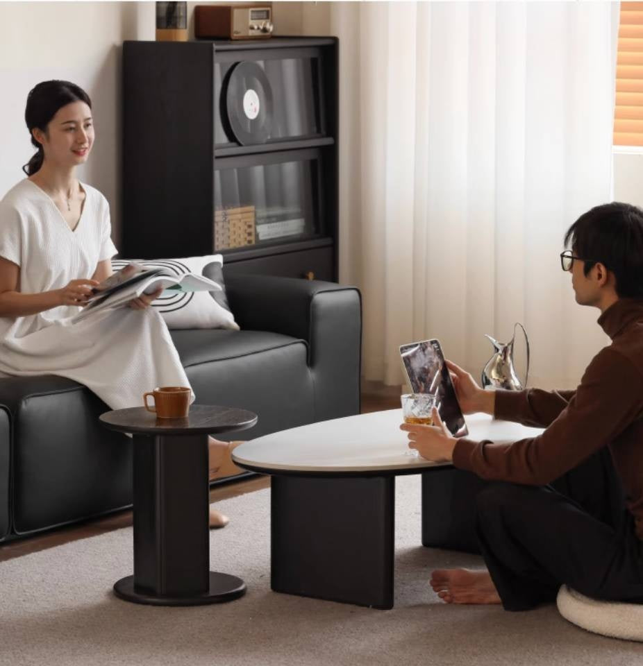 Oak Solid Wood Rock Slab Coffee Table Combination