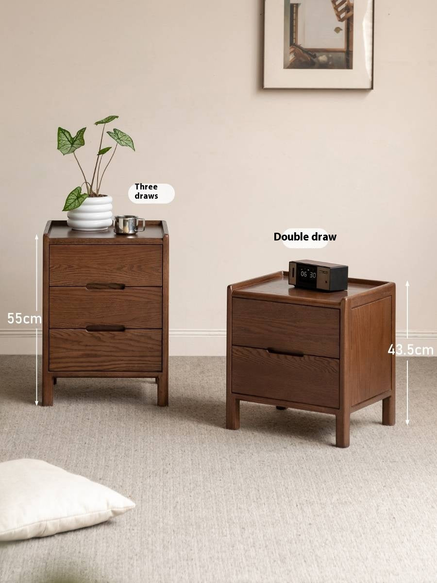 Rubberwood, Oak Solid Wood Simple Modern Style Nightstand