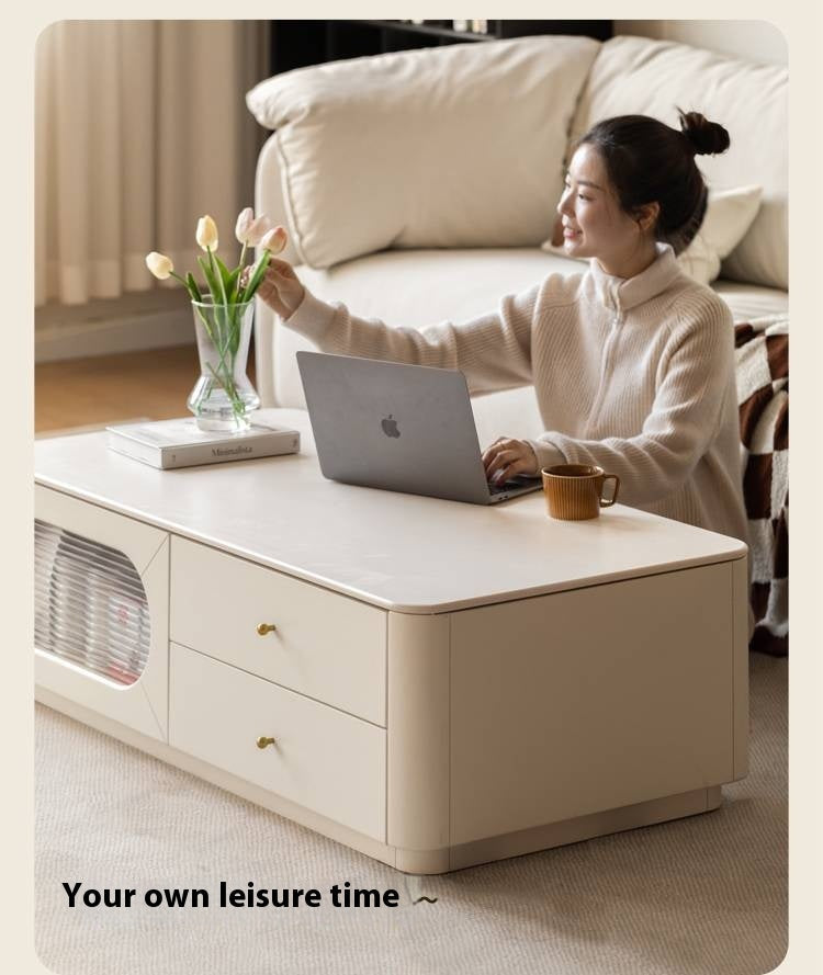 Solid Rubberwood Rock Board Coffee Table