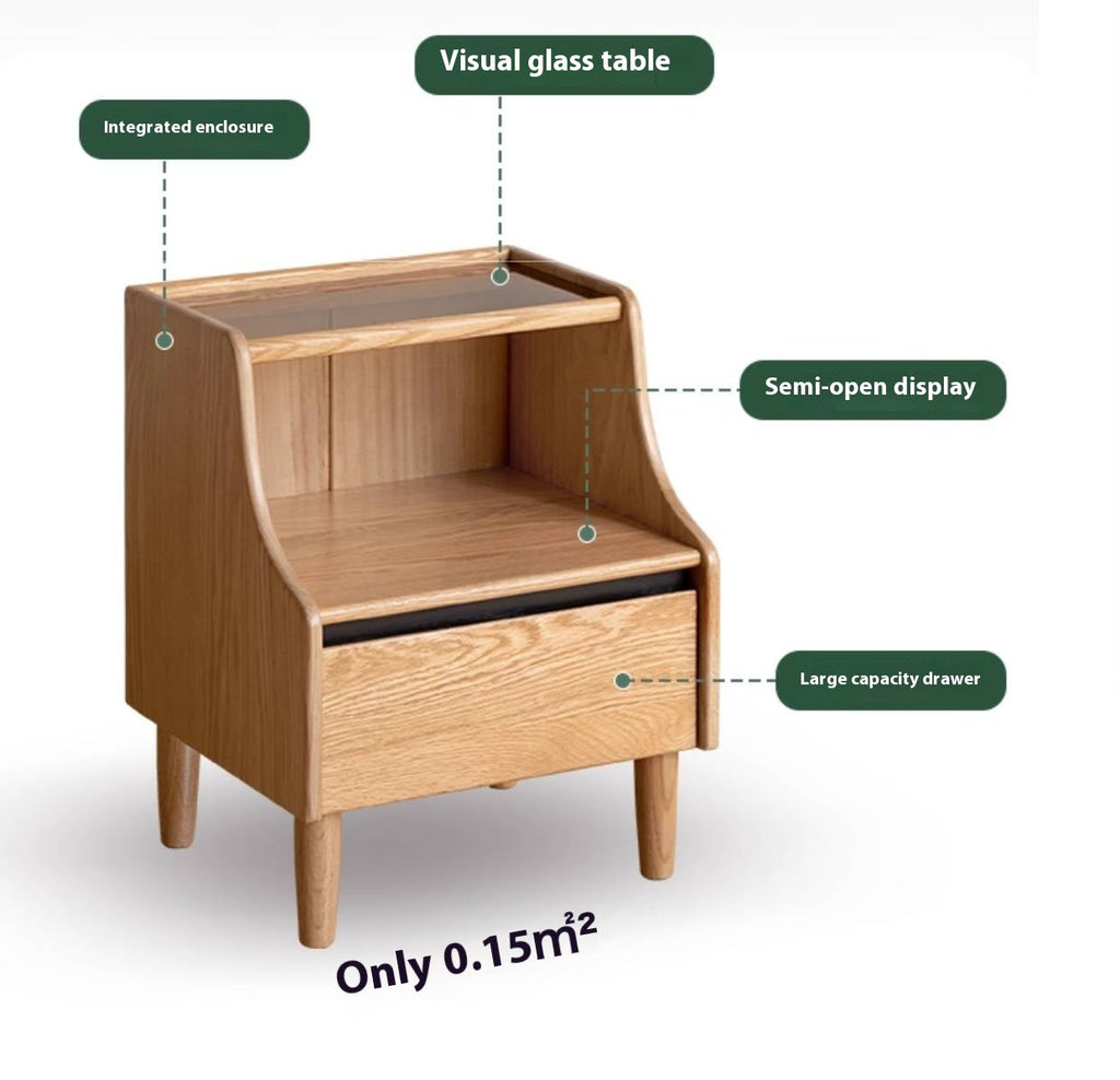 Rubberwood, Oak Solid Wood Log Style Nightstand