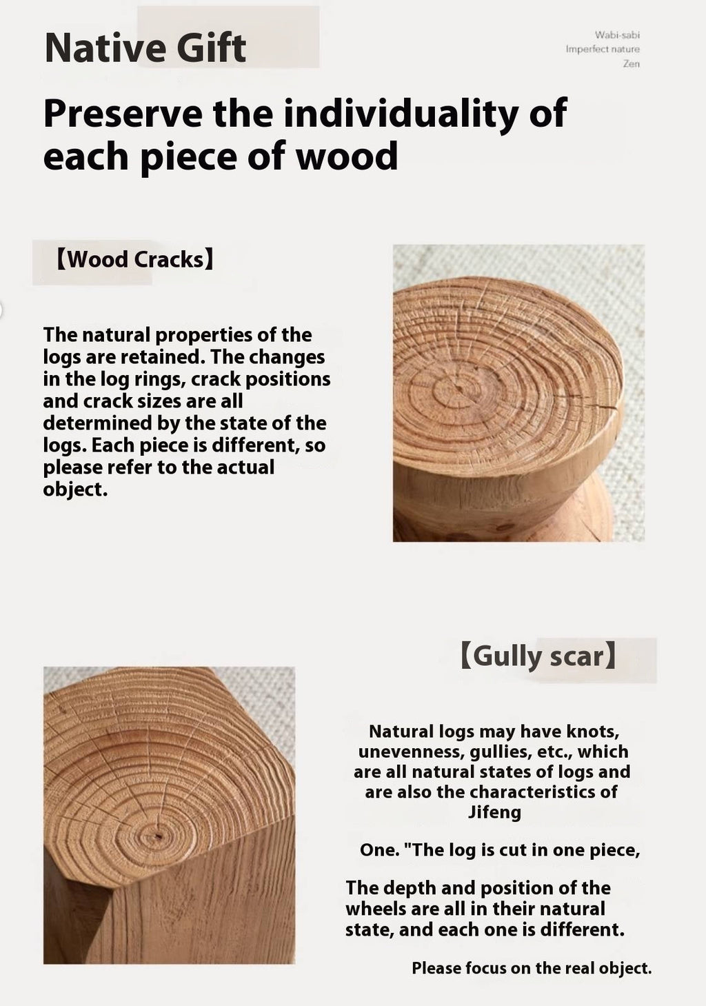 Pine Solid Wabi Sabi Style Side Table