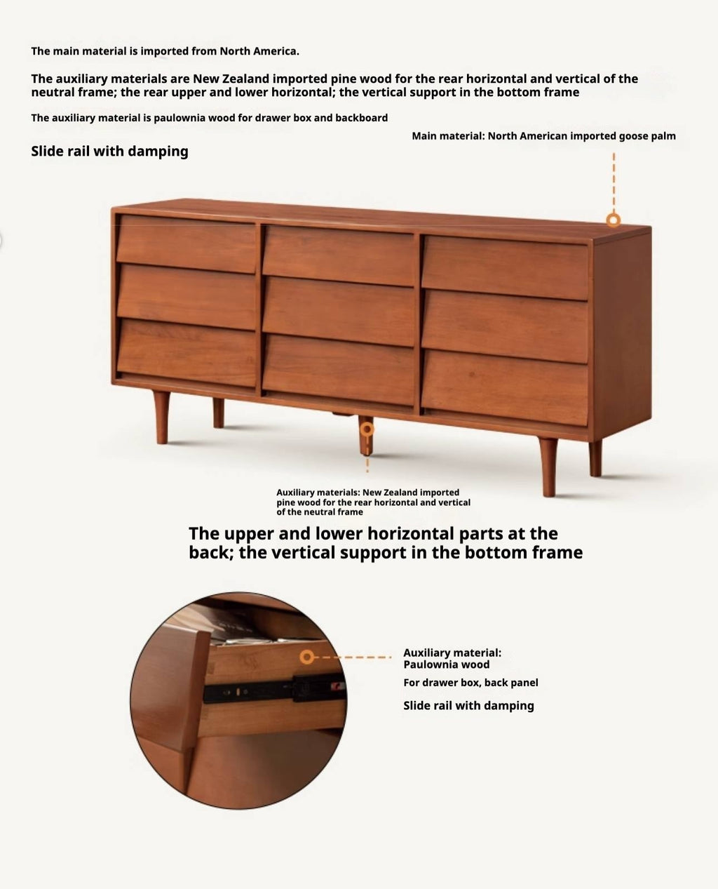 Poplar Solid Wood Middle Ancient Style Drawer