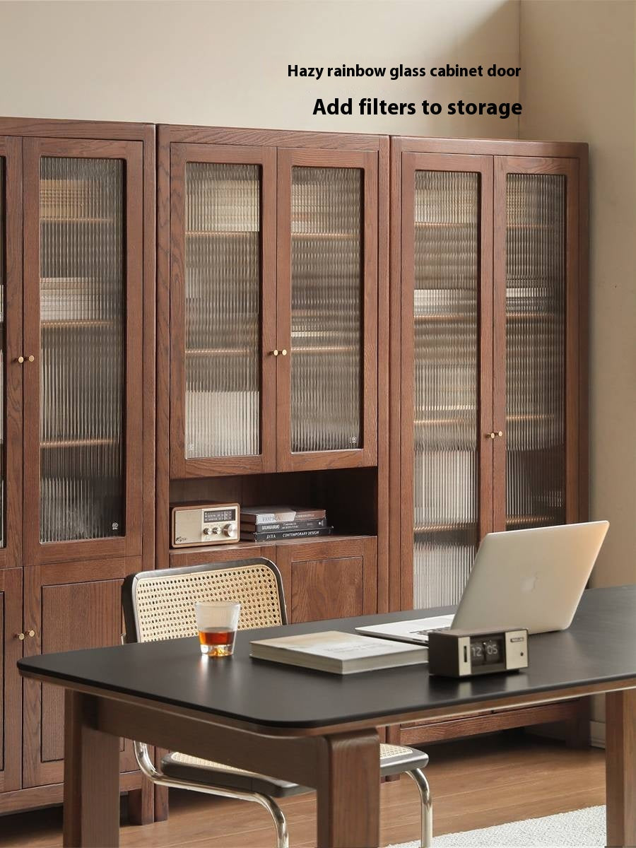 Solid Rubberwood, Oak Solid Wood Modern Bookcase