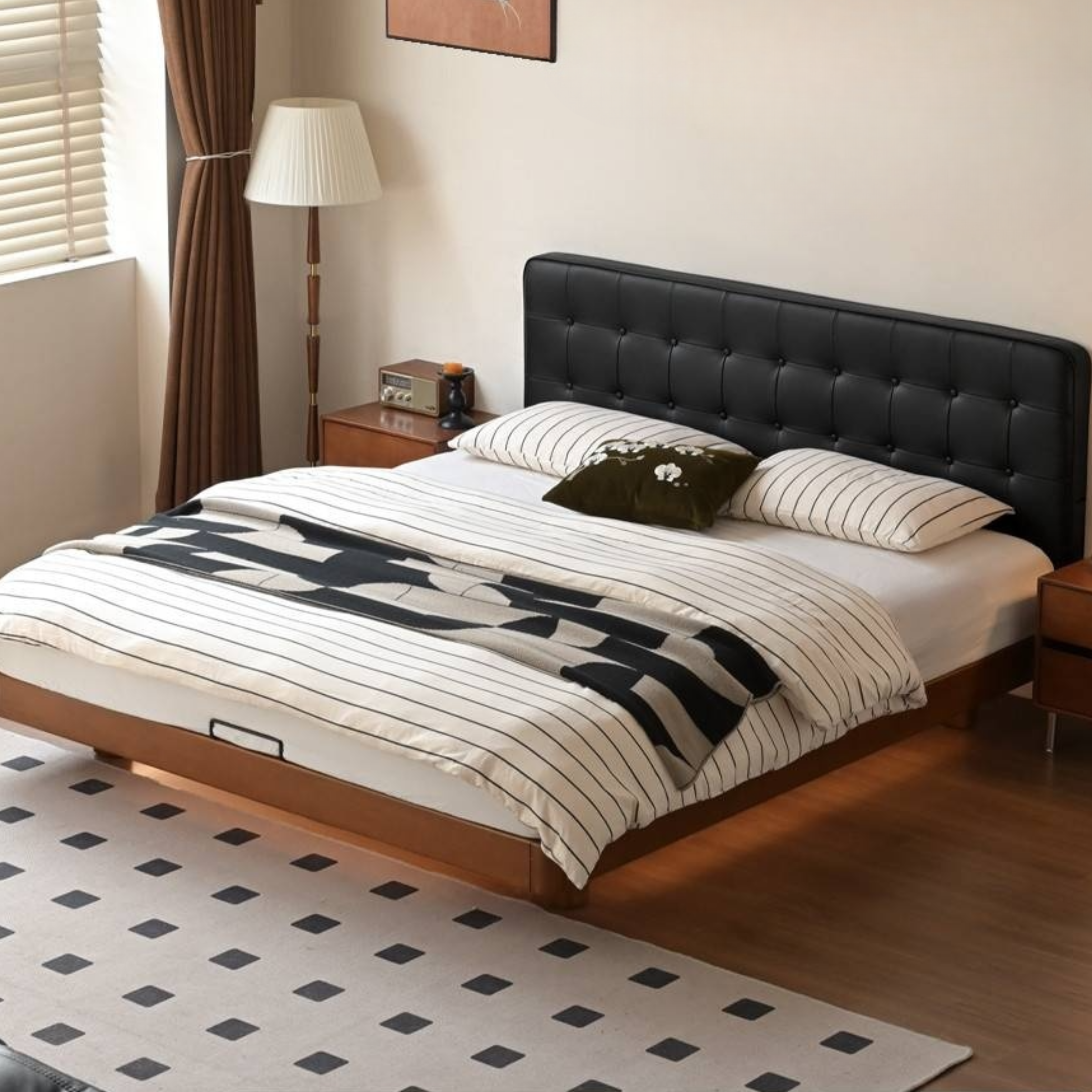 Poplar Solid Wood Eco Cloud Leather Soft Bed