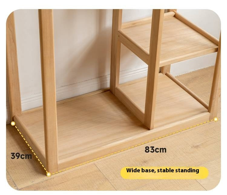 Poplar Solid Wood Children's Toy Storage Cabinet and Wardrobe With Hangers