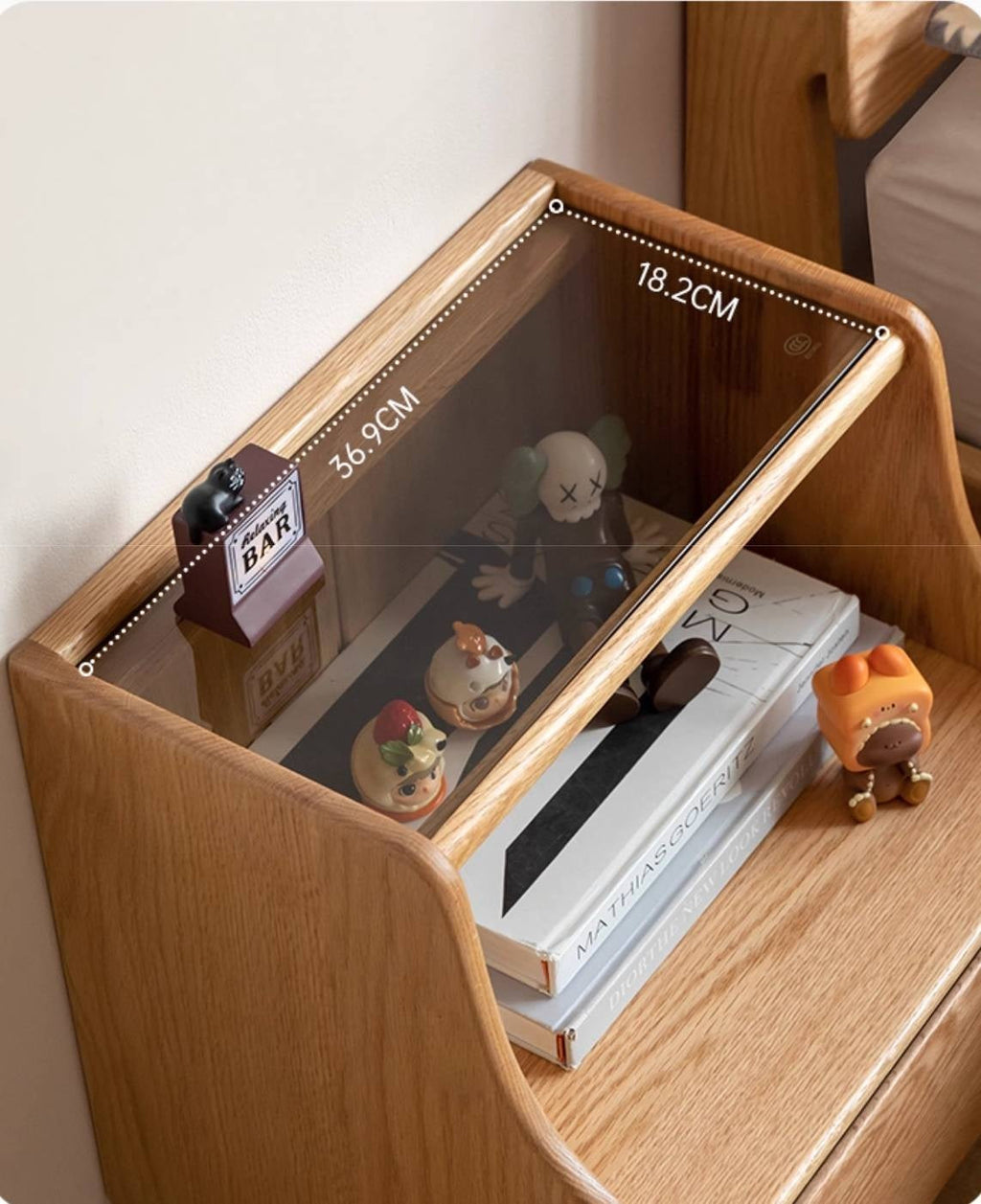 Rubberwood, Oak Solid Wood Log Style Nightstand