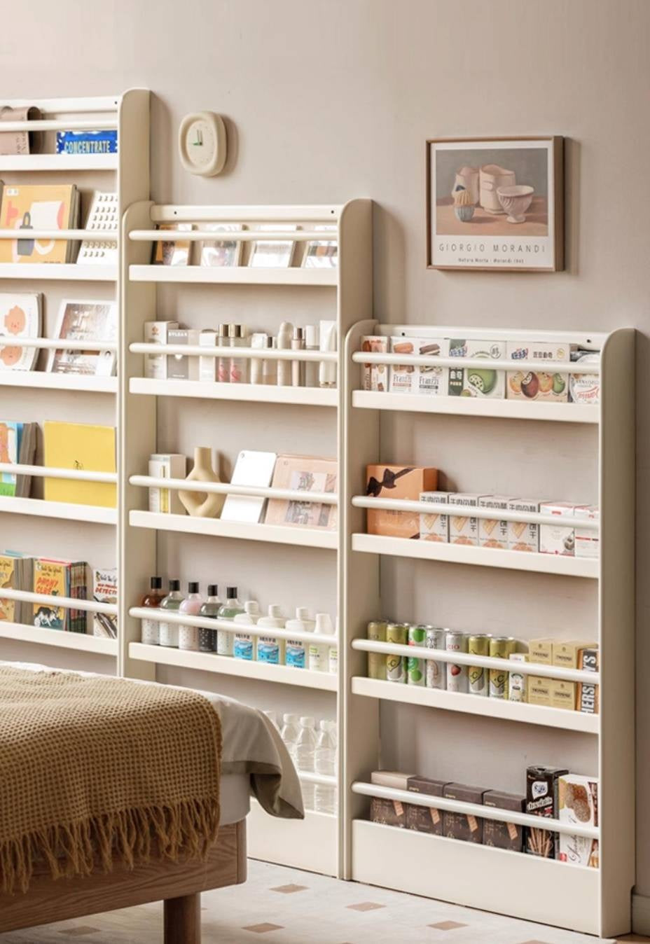 Rubberwood Solid Wood Cream Style Bookshelf